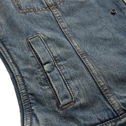 Women’s Denim Biker Vest – Conceal Carry & Classic Pockets