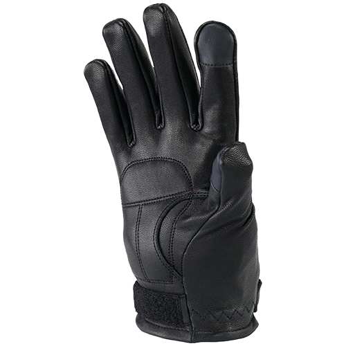 Close-up of gel-padded motorcycle gloves