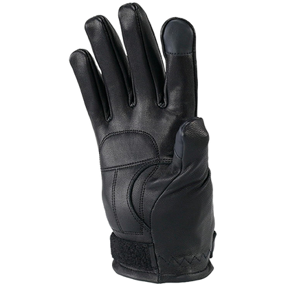 Close-up of gel-padded motorcycle gloves