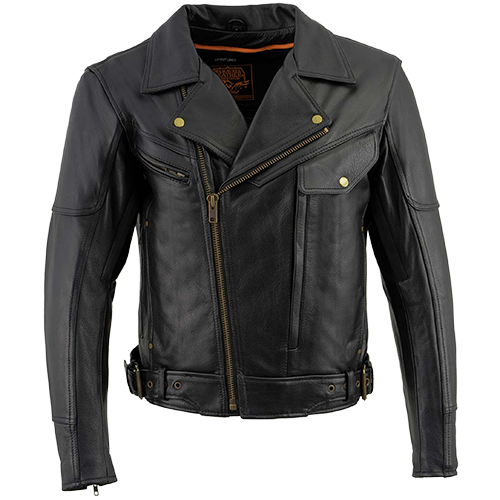 Milwaukee Leather Men’s Brando Style Motorcycle Jacket in black