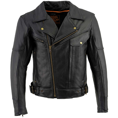 Milwaukee Leather Men’s Brando Style Motorcycle Jacket in black