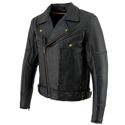 Milwaukee Leather Men’s Brando Style Motorcycle Jacket in black