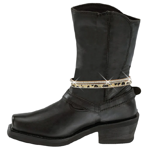 Faux Suede Leopard Biker Jewelry With Sparkle