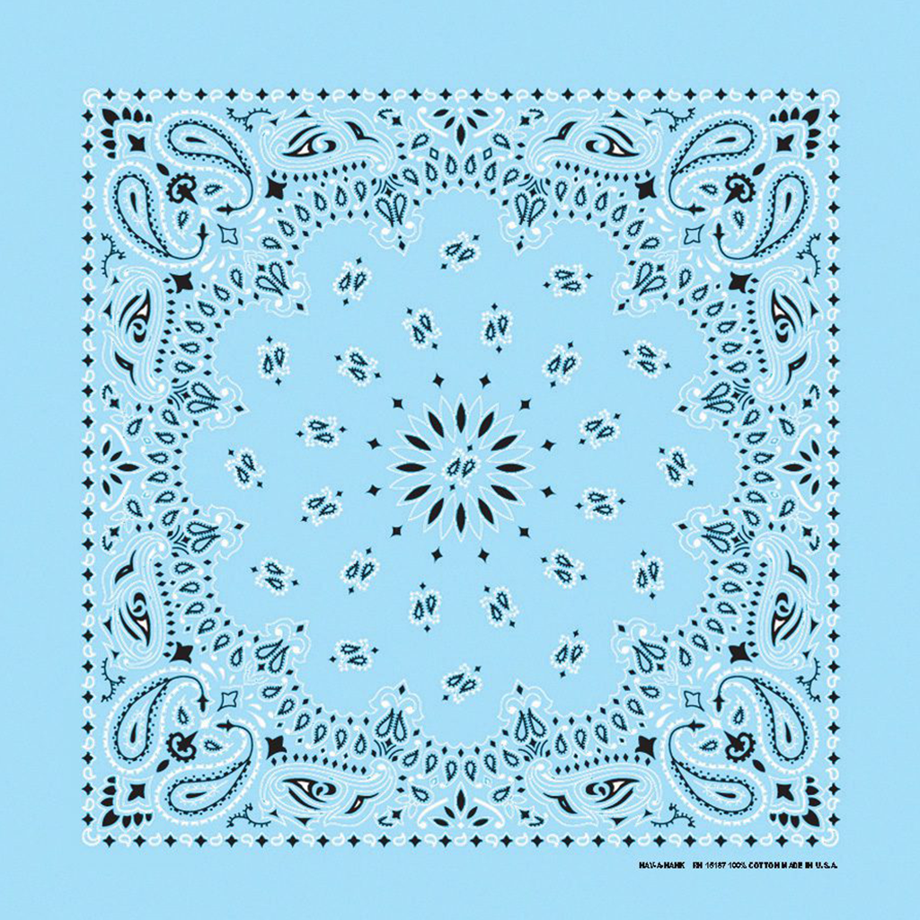 Two Sided Light Blue Bandana Made In USA
