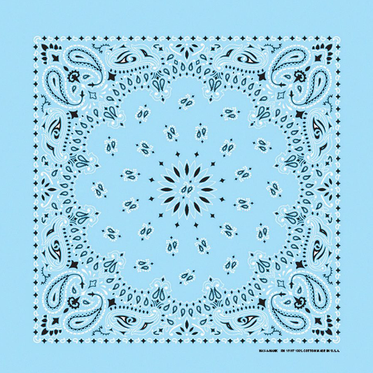 Two Sided Light Blue Bandana Made In USA
