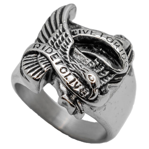 Live to Ride – Ride to Live Ring Stainless Steel With Eagle