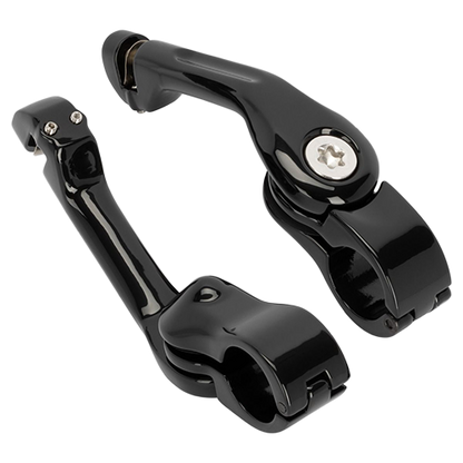 Adjustable Long Angled Black Motorcycle Foot Peg Mounts