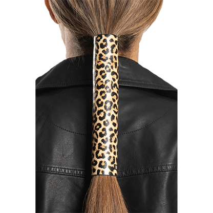 8 Inch Leather Leopard Print Hair Glove Close-Up