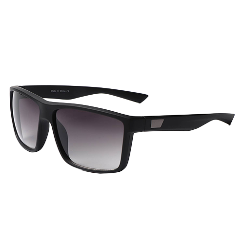 Lowlight black flat-top square sunglasses with gradient lenses and wide black temples shown at an angle