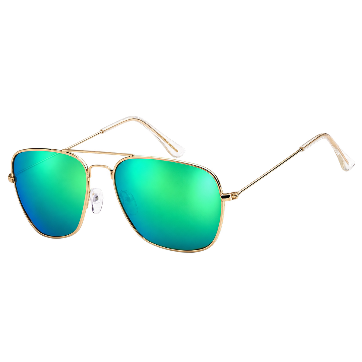 Lucky Static green-mirrored polarized aviator sunglasses with a gold-tone metal frame