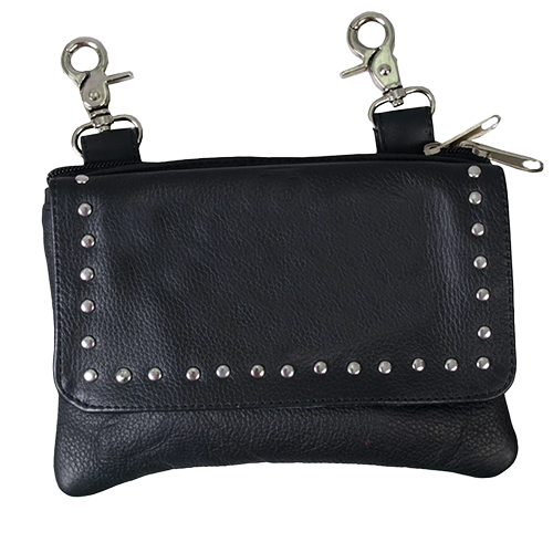 Leather Biker Pouch With Magnetic Closure