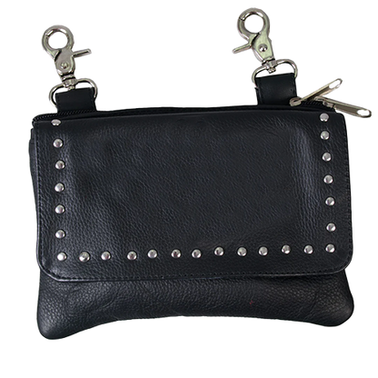 Leather Biker Pouch With Magnetic Closure