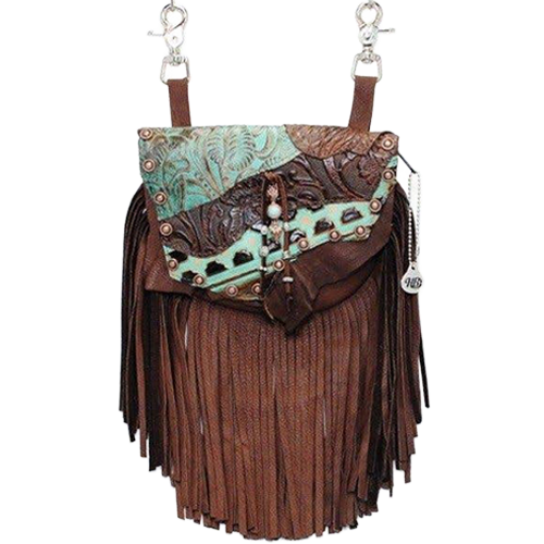 Turquoise Inlay Copper Studded Crossbody Bag