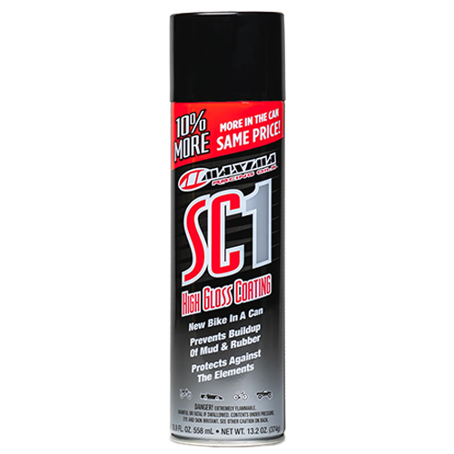 Front view of a 13.2 oz can of Maxima SC1 High Gloss Coating motorcycle detail spray.