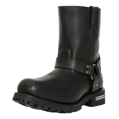 Mens Waterproof Leather Motorcycle Boot With Harness Strap Otter Side View