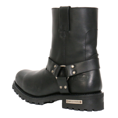 Mens Waterproof Leather Motorcycle Boot With Harness Strap Outter Ankle View