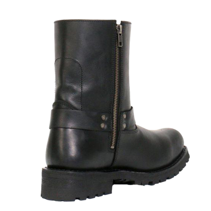 Mens Waterproof Leather Motorcycle Boot With Harness Strap Inner Ankle View