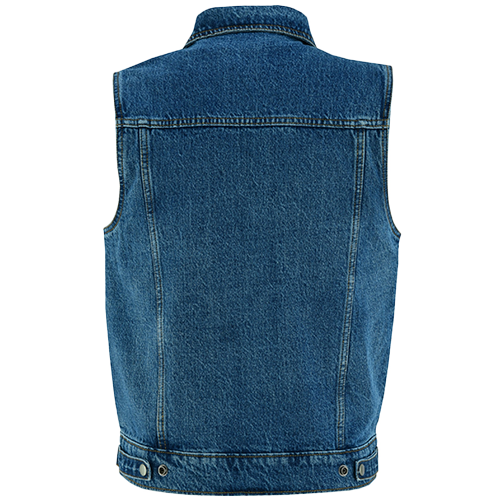 12oz Heavy-Duty Blue Denim Riding Vest Back View