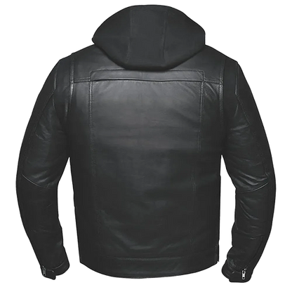 Black leather jacket with zip-out liner and concealed carry pockets