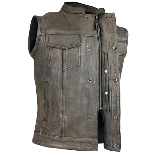 Men’s Distressed Brown Full Coverage Leather Vest