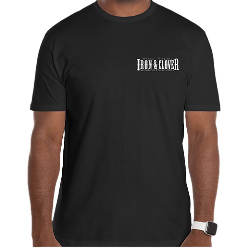 Iron And Clover Logo Mens Biker Tee Font View