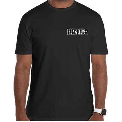 Iron And Clover Logo Mens Biker Tee Font View
