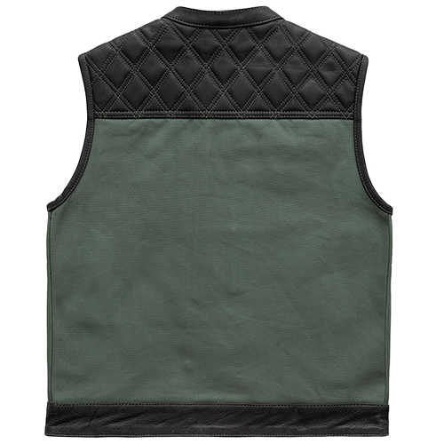 Men’s Leather & Canvas Vest – Hunt Club Green Club Style