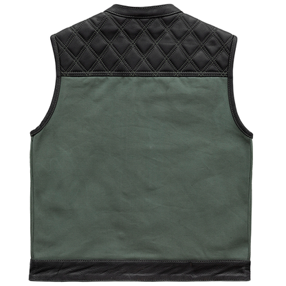 Men’s Leather & Canvas Vest – Hunt Club Green Club Style