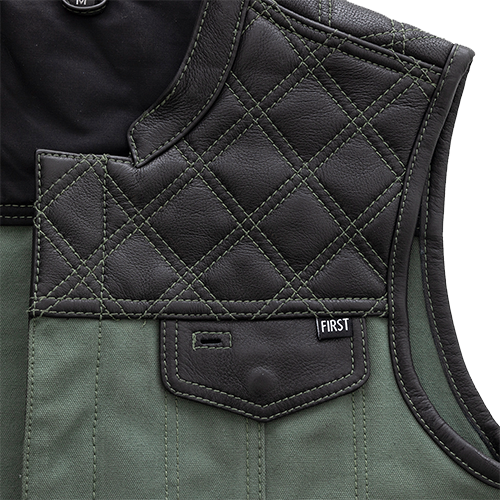 Hunt Club Green Vest – Heavyweight Canvas & Leather Trim