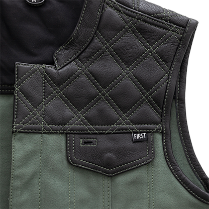 Hunt Club Green Vest – Heavyweight Canvas & Leather Trim