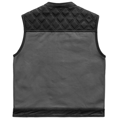 Men’s Leather & Canvas Vest – Hunt Club Grey Club Style