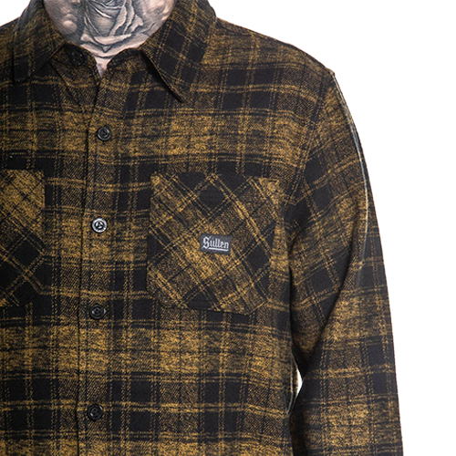 Heavyweight mustard and black flannel shirt for men