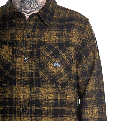 Heavyweight mustard and black flannel shirt for men