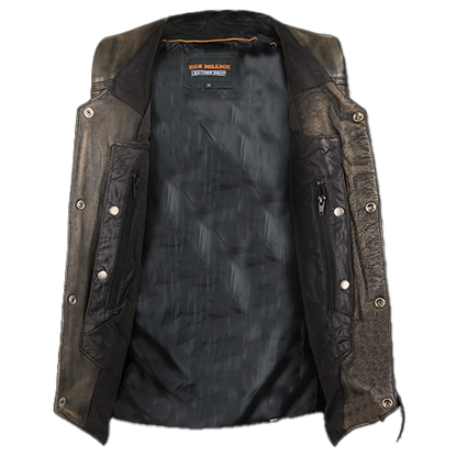 Men’s Distressed Brown Ten Pocket Leather Vest