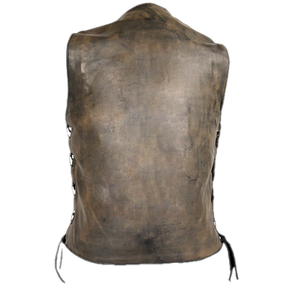 Cowhide Leather Motorcycle Vest with Side Laces Back View