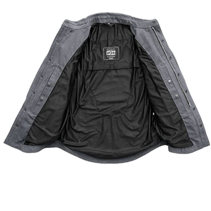 Gray Motorcycle Shirt – Water Resistant with Concealed Carry Pockets
