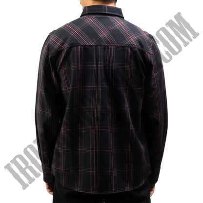 Black Red Gray Cotton Poly Blend Riding Flannel