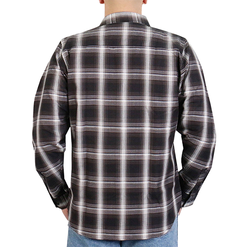 Men’s White & Black Flannel Long Sleeve Shirt Back View