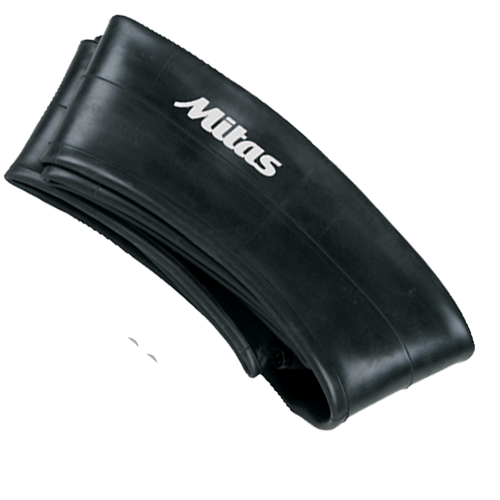 Mitas 16-inch motorcycle inner tube with TR-6 oval-base metal valve.