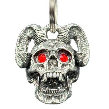 Monster Skull With Ruby Eyes Bell In Pewter