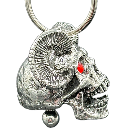 Fierce Motorcycle Bell With Ruby-Eyed Monster Skull