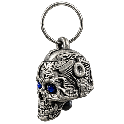 Left side of Motorhead mechanical skull motorcycle bell