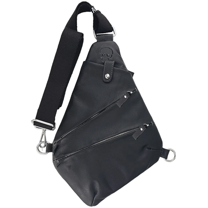 Black sling bag with skull design