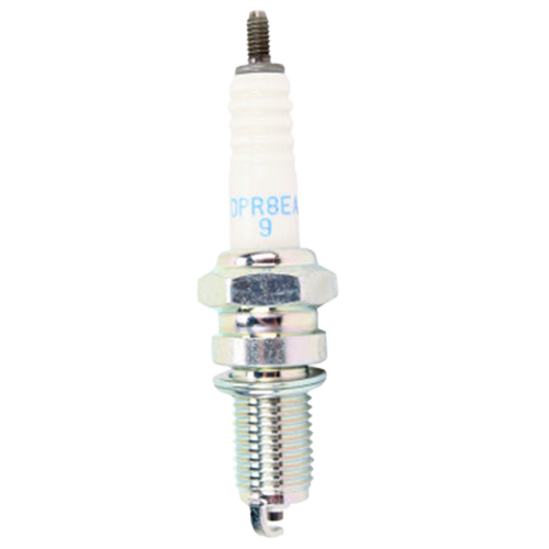 NGK DPR8EA-9 standard spark plug with threaded stud terminal and nickel alloy electrode