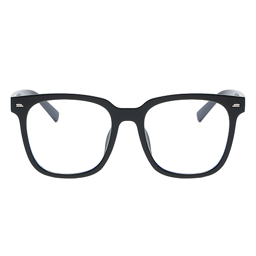 Night Watch black square-frame blue-light glasses with clear lenses shown from the front