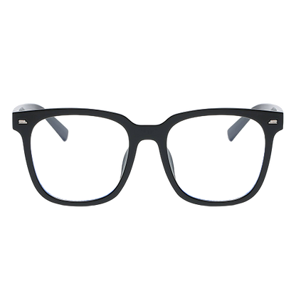 Night Watch black square-frame blue-light glasses with clear lenses shown from the front