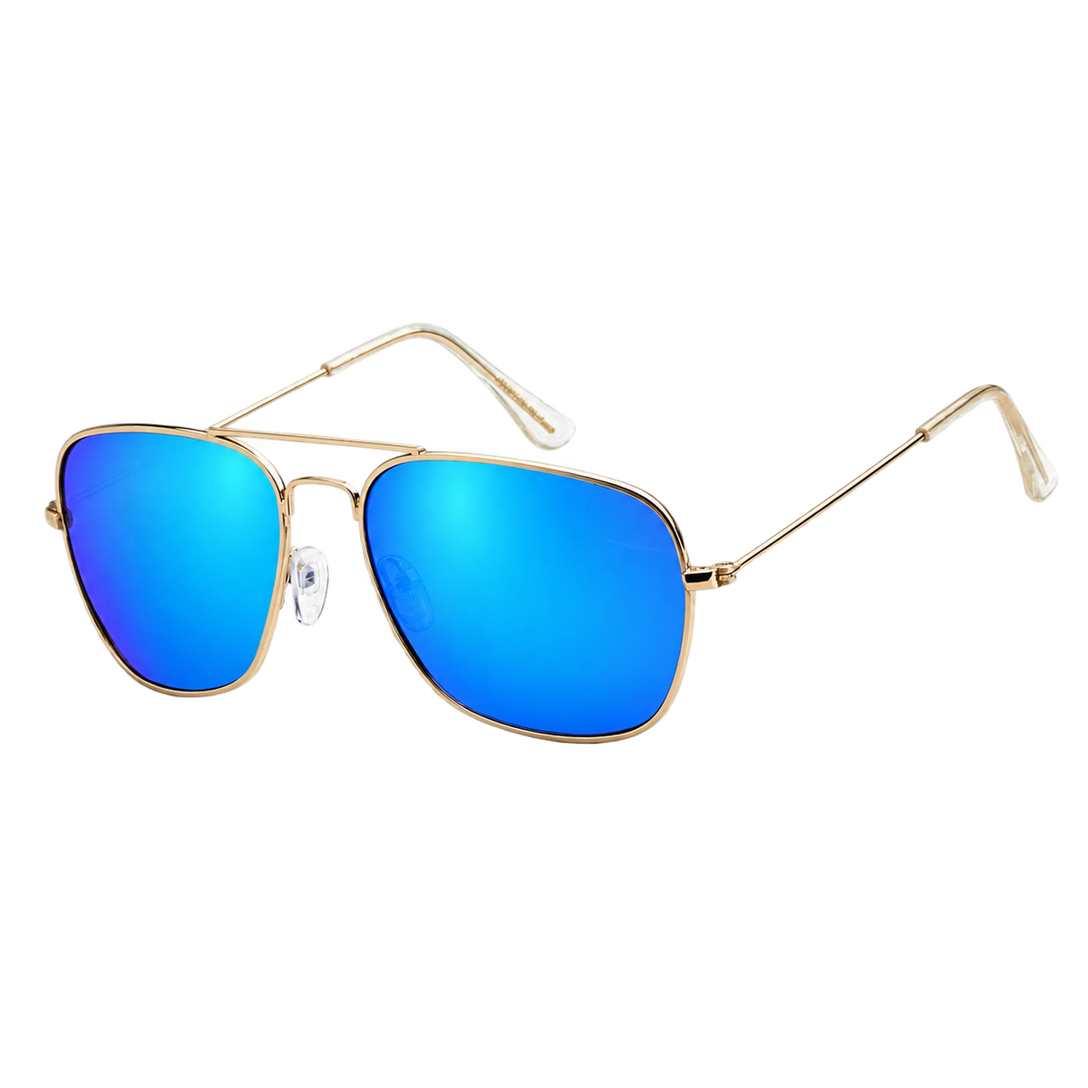 Nitro Tide blue-mirrored polarized aviator sunglasses with a gold-tone metal frame