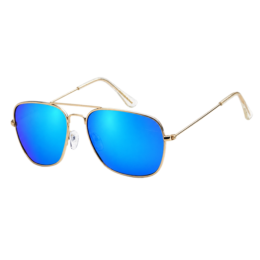 Nitro Tide blue-mirrored polarized aviator sunglasses with a gold-tone metal frame