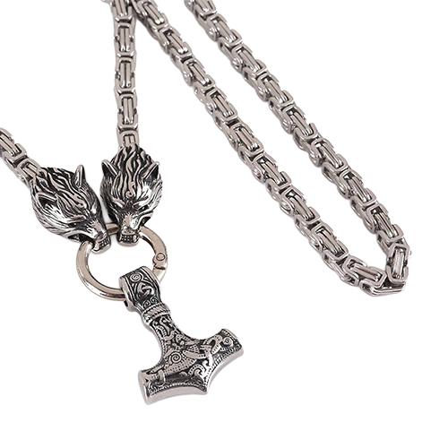 Heavy stainless steel Norse necklace inspired by Viking mythology.