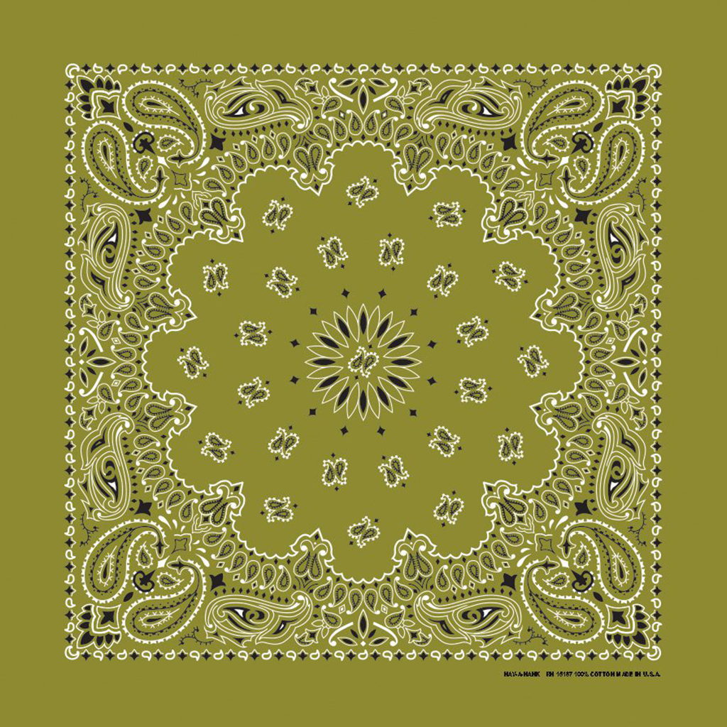 Two Sided Olive Green Biker Bandana Made In USA